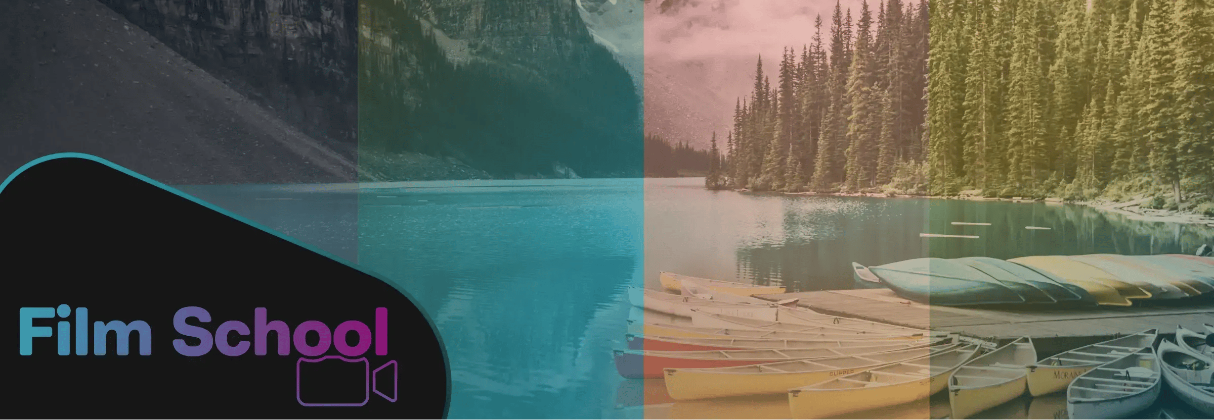Examples of video overlays. WeVideo Film School graphic in bottom left corner. 